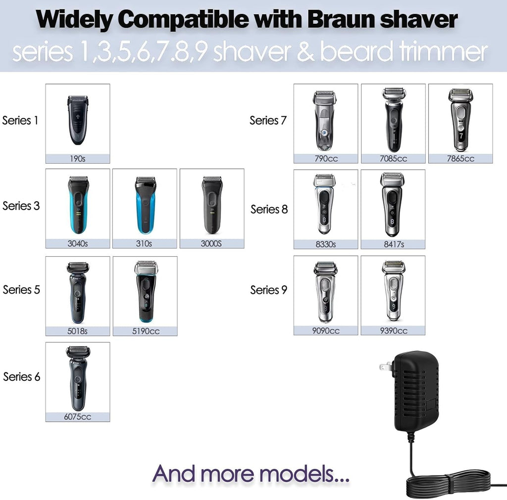 12V Replacement Charger for Braun Series S3 S5 S6 S7 S8 S9 Shavers and Trimmers