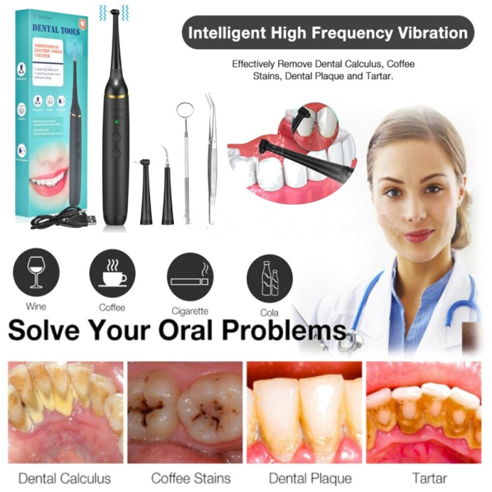 Electric Ultrasonic Tooth Cleaner Tartar & Plaque Remover Kit