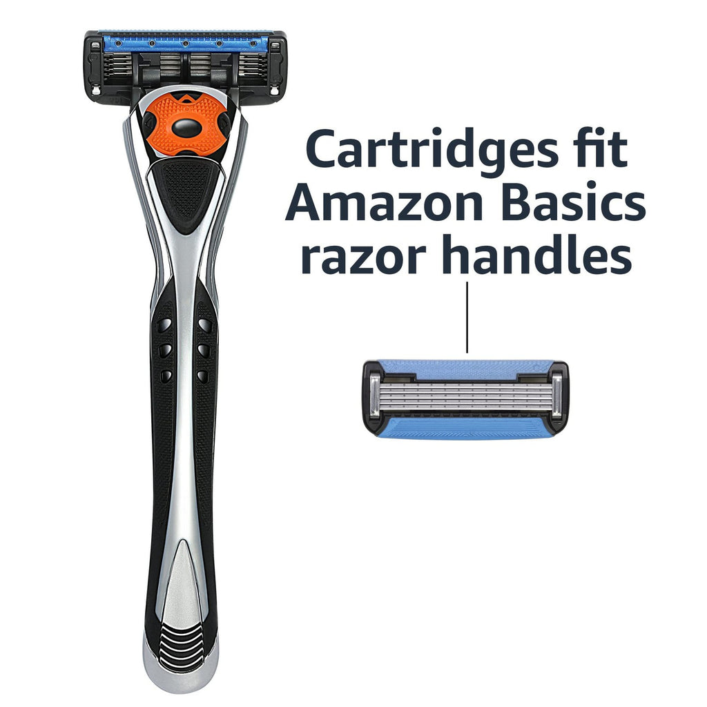 Men's 5-Blade Razor with Pivoting Handle & Refill Cartridges, Black
