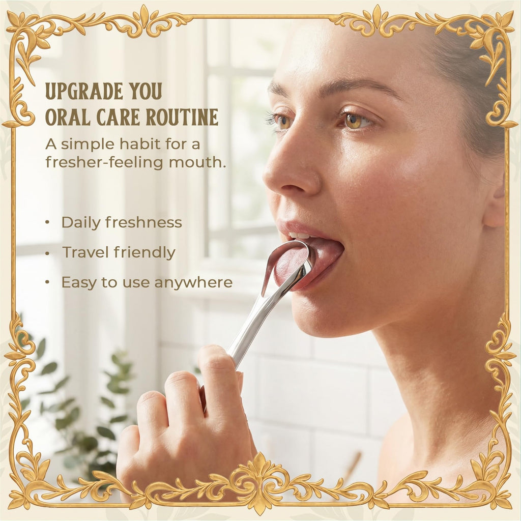 Stainless Steel Tongue Scraper for Adults with Case - Oral Hygiene Tool
