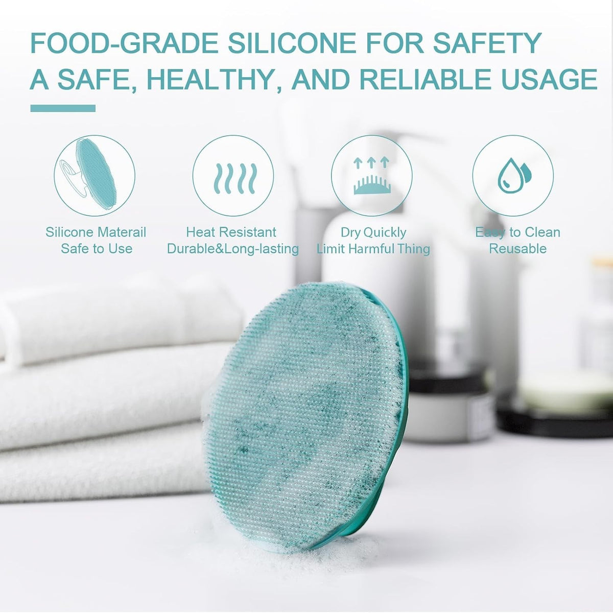 Silicone Bath Scrubber for Face & Body - Gentle Exfoliating Cleansing Brush