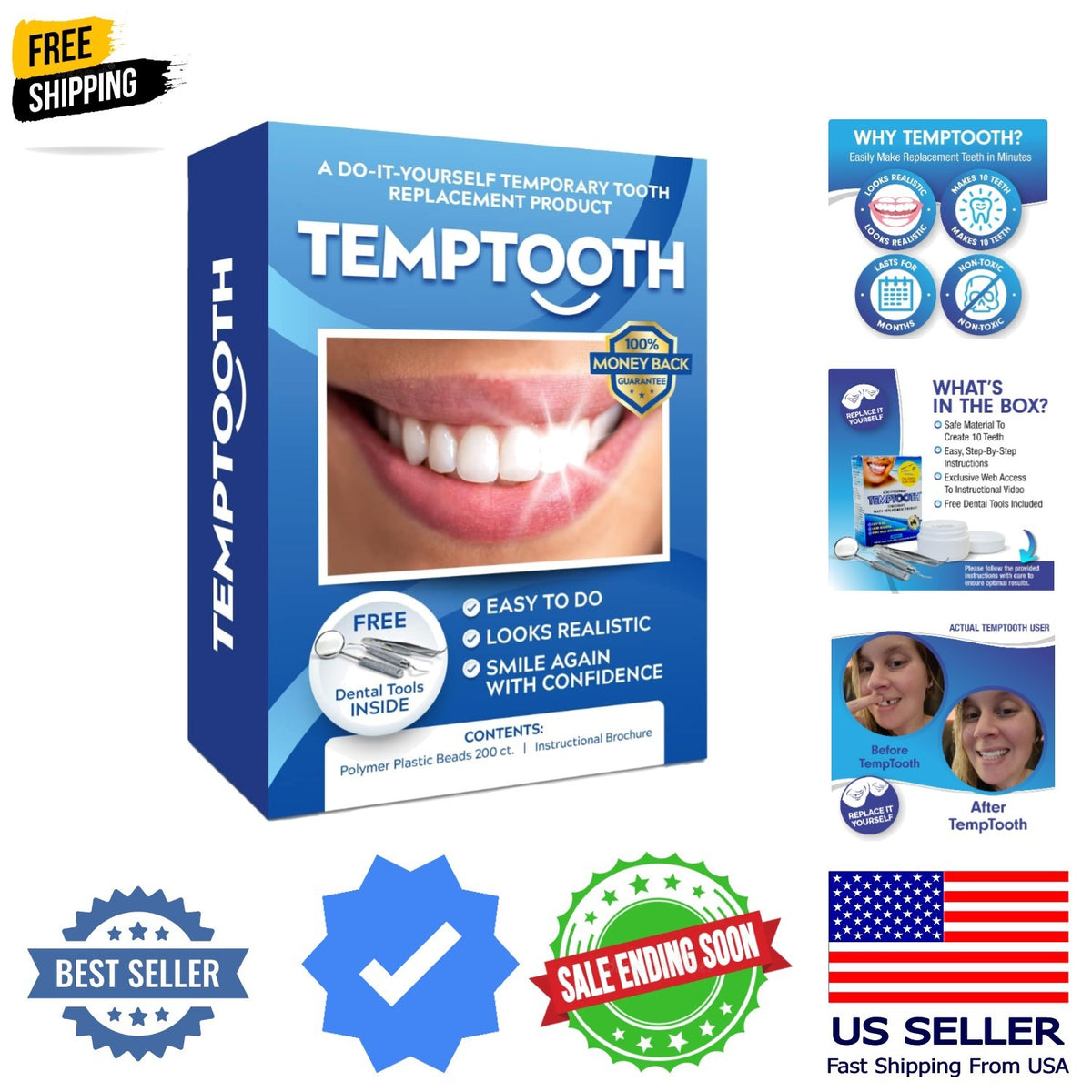 Temporary Tooth Replacement Kit - DIY Natural Smile Repair