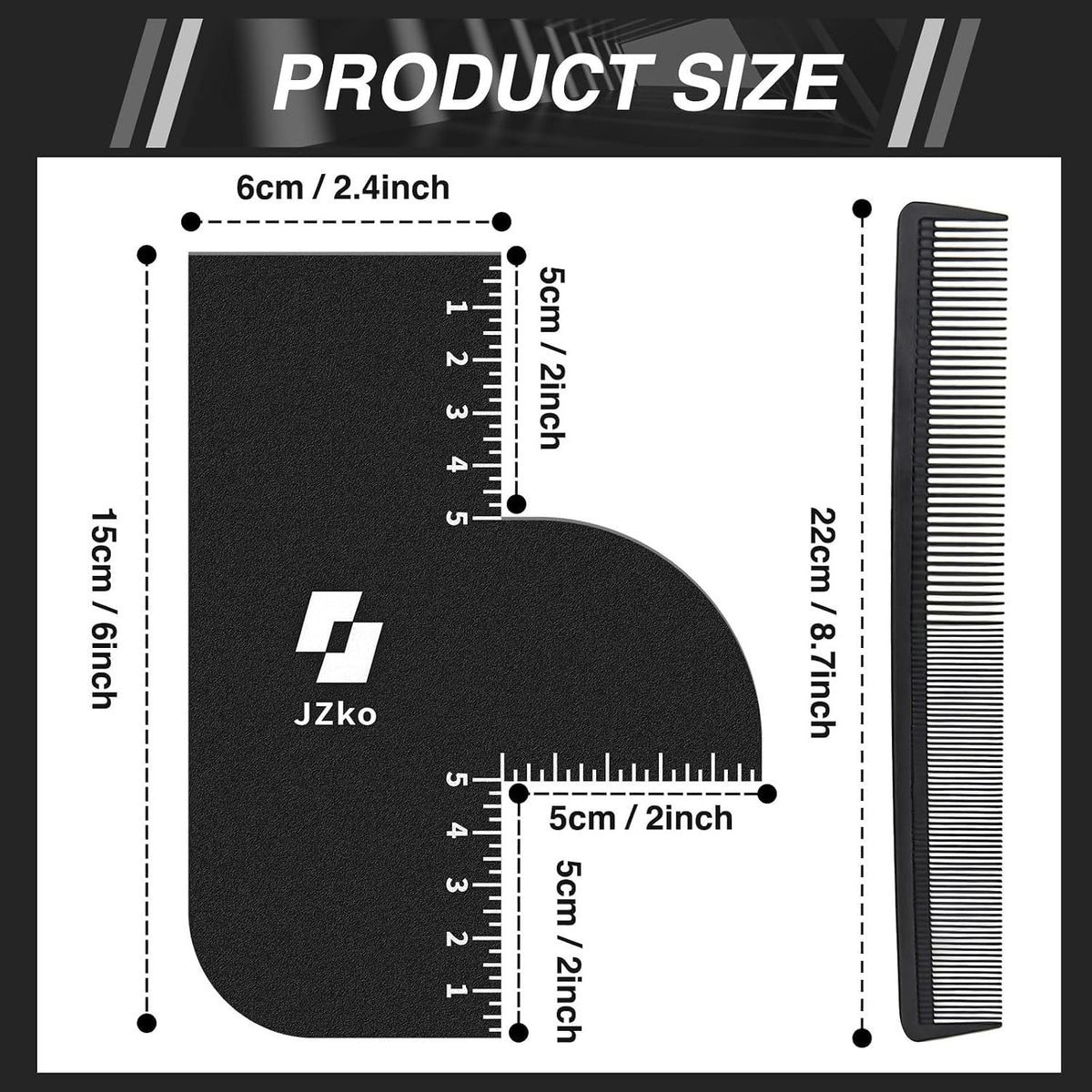 Laser-Etched Barber Enhancement Card & Comb for Precise Hairline Shaping