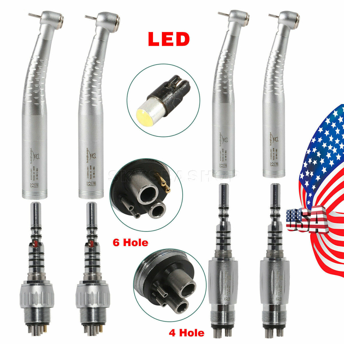 Dental High Speed Fiber Optic Handpiece with Quick Coupler for KaVo - Multiple Sizes