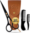 German Mustache Scissors for Men with Beard Comb & Travel Pouch - 5 Inch