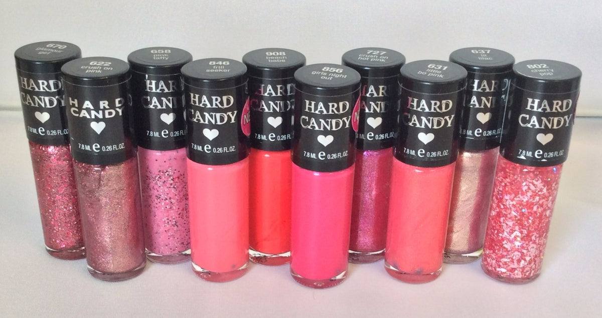 Set of 10 Pink Valentine Hard Candy Nail Polishes - Assorted Shades