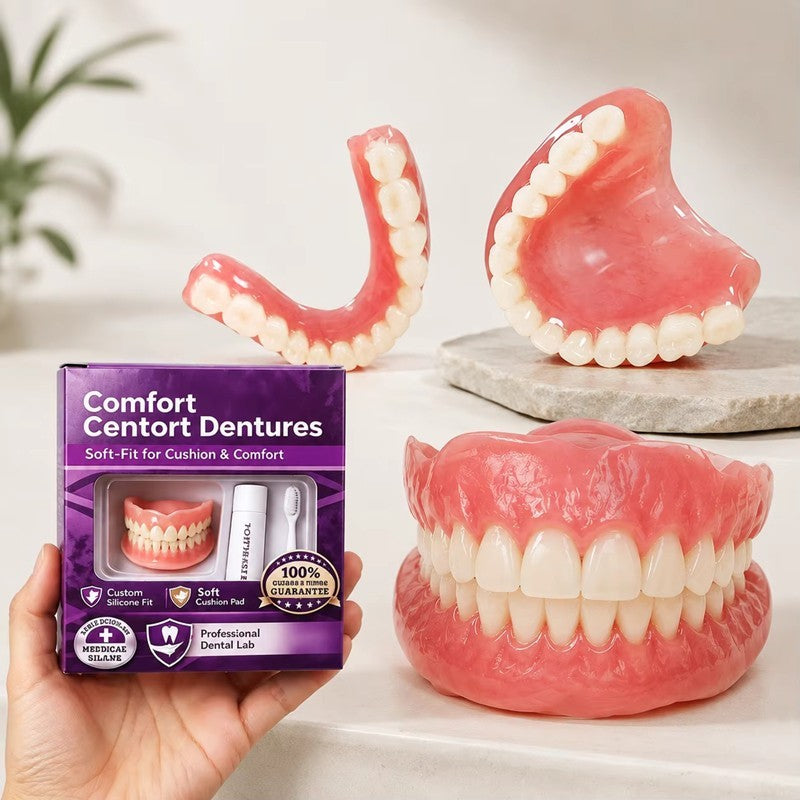 Moldable Silicone Denture Set - Upper and Lower False Teeth with Instant Smile