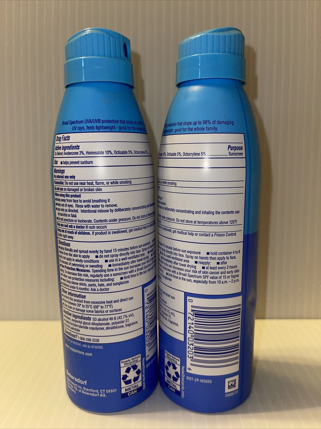 Lot of 2 SPF 50 Sunscreen Spray 5.5 OZ - Broad Spectrum Sun Protection