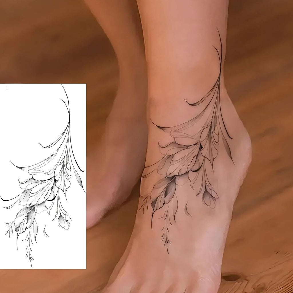 Waterproof Temporary Tattoos Pack - 12 Sheets Butterfly & Floral Design