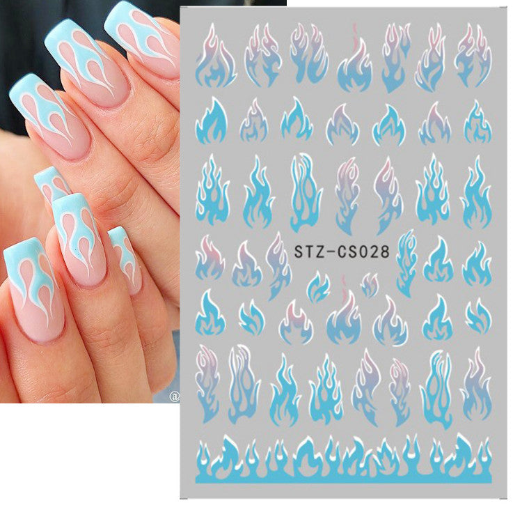 3D Holographic Fire Flame Nail Stickers Decal for DIY Nail Art - Multiple Colors