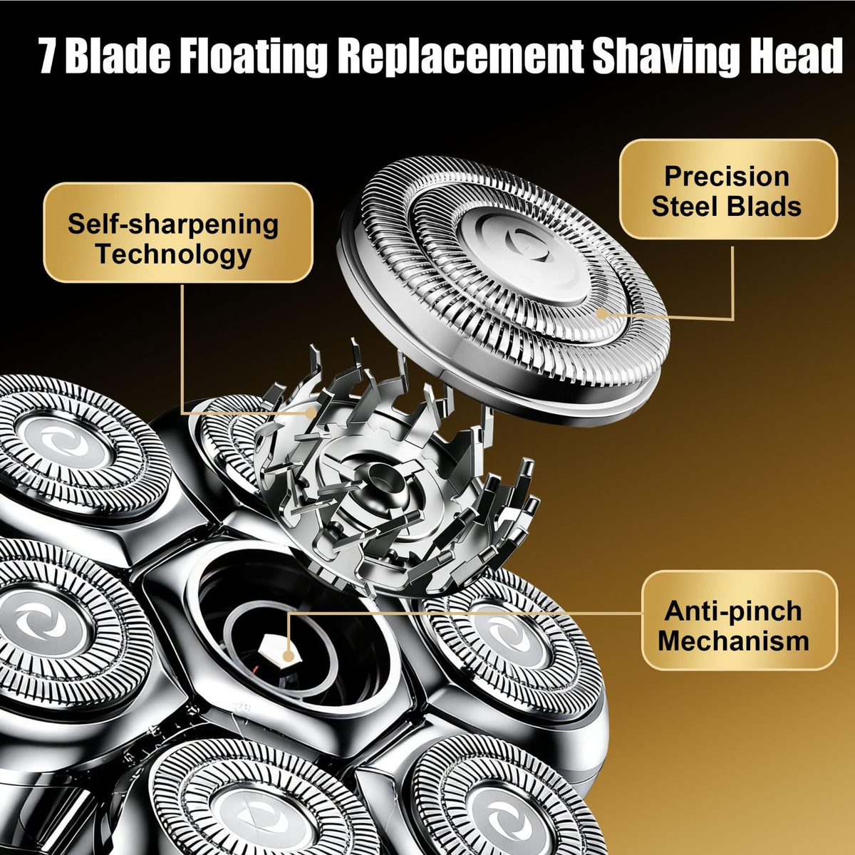 Magnetic Floating Replacement Heads for 7D Rotary Shavers - Precision Groom 2-Pack
