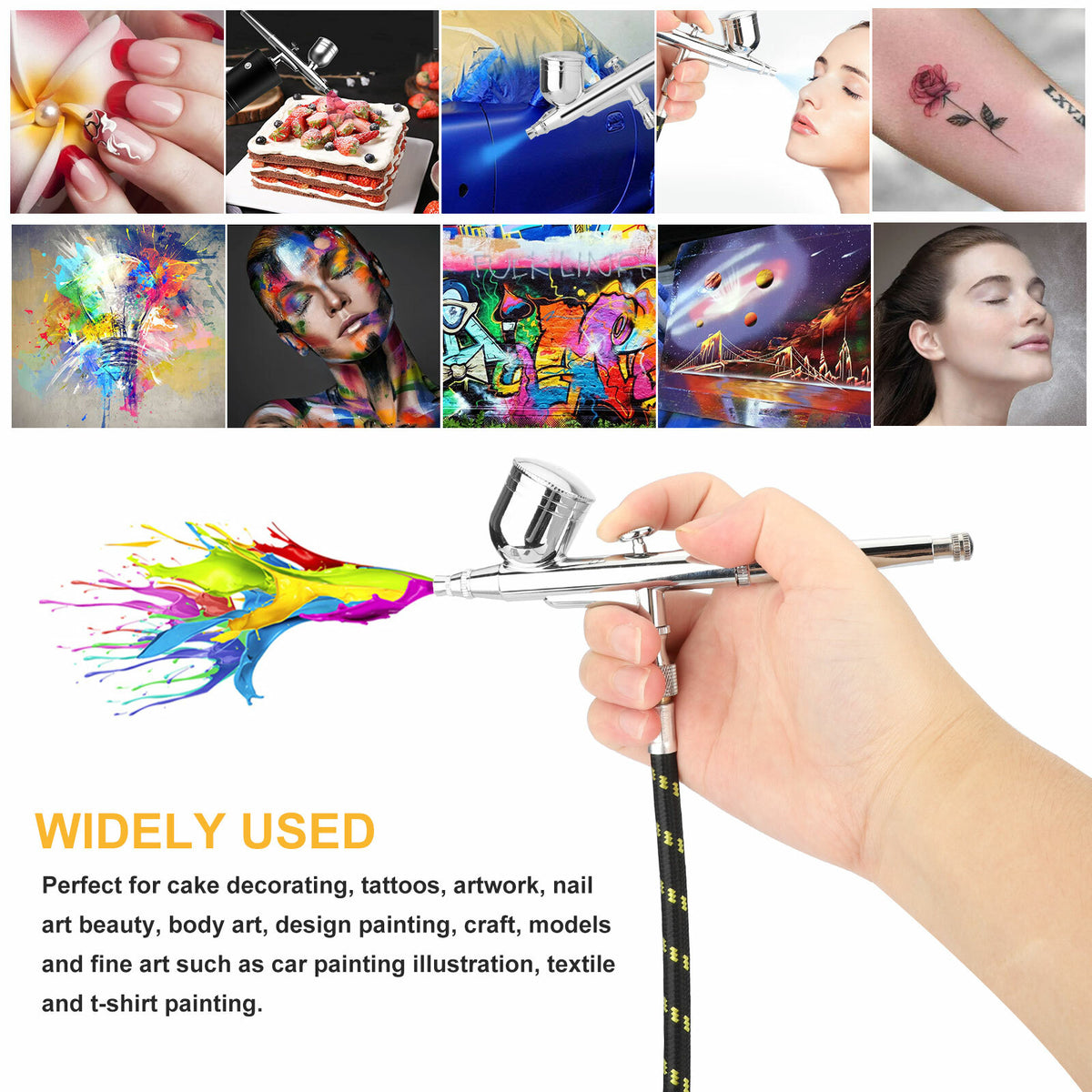 Dual Action Gravity Feed Airbrush Kit with 0.2mm & 0.5mm Nozzles for Art & Crafts