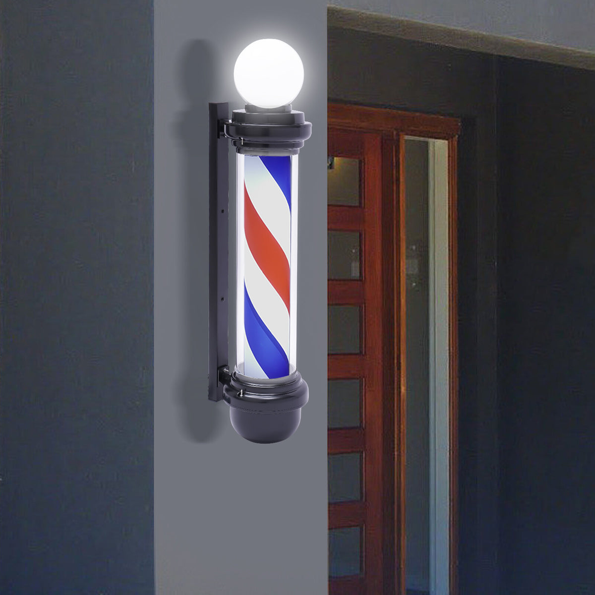 32-Inch Rotating LED Barber Pole Light for Hair Salon Outdoor Sign