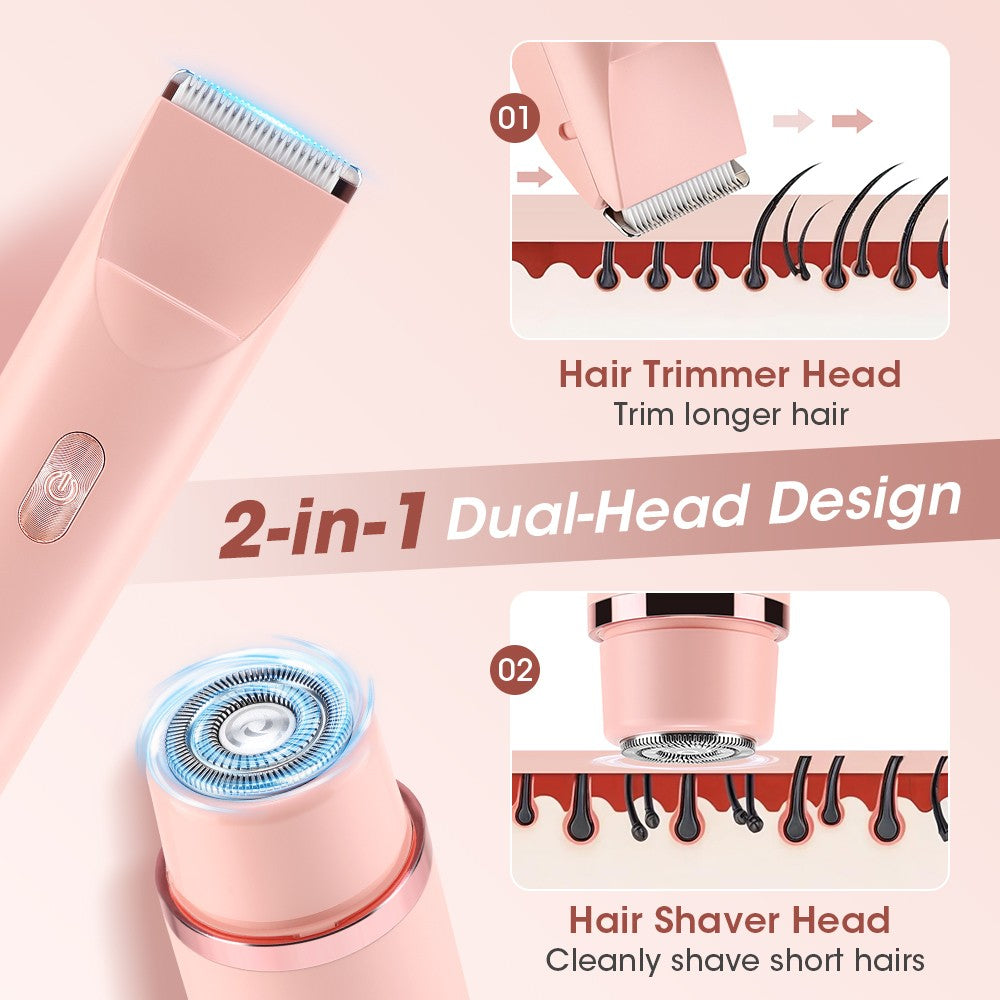 Women’s Bikini Trimmer & Facial Hair Remover – Waterproof Electric Razor with Dual Heads
