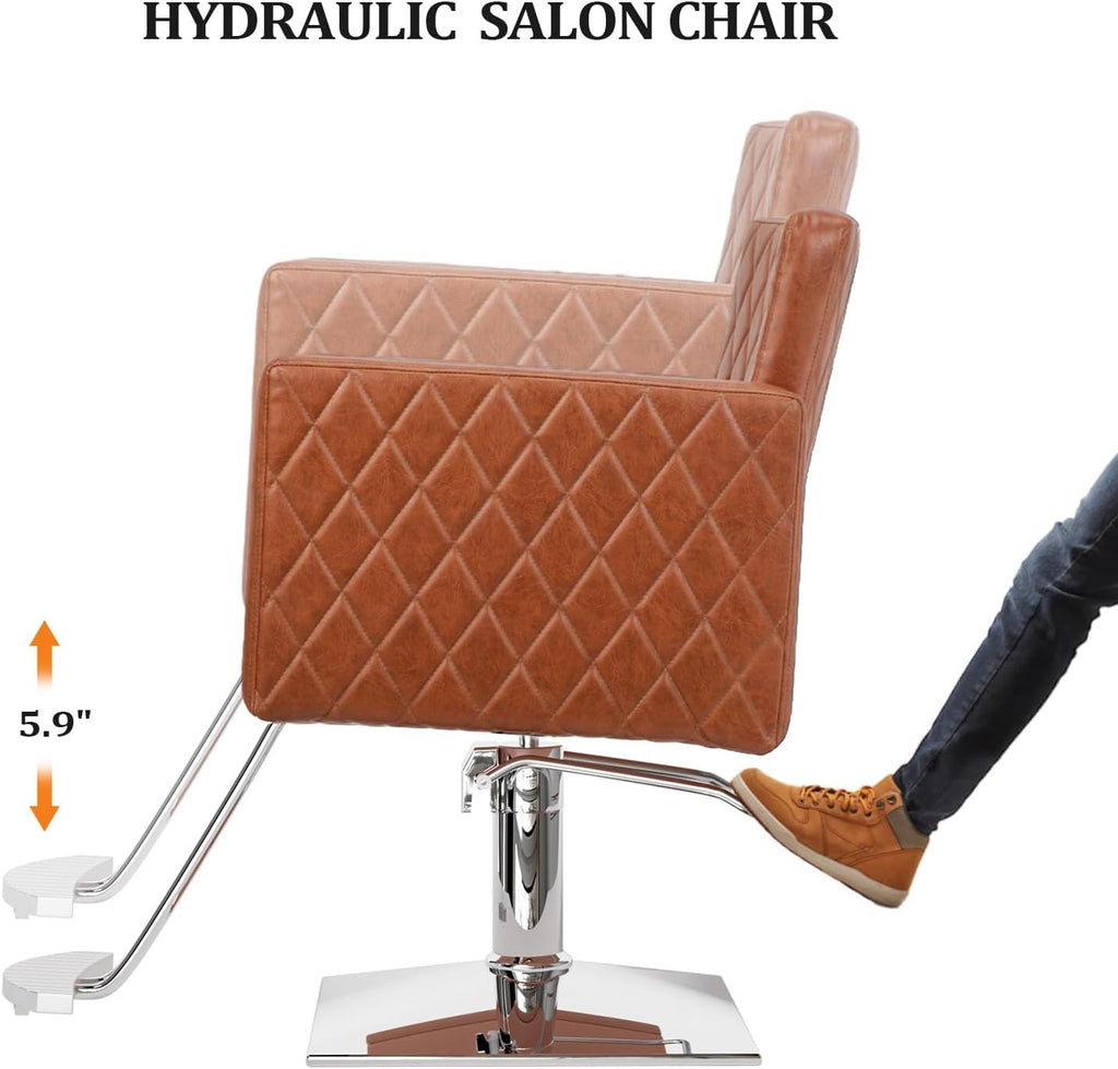 Hydraulic Barber Chair with 360° Swivel & Height Adjustment - Black