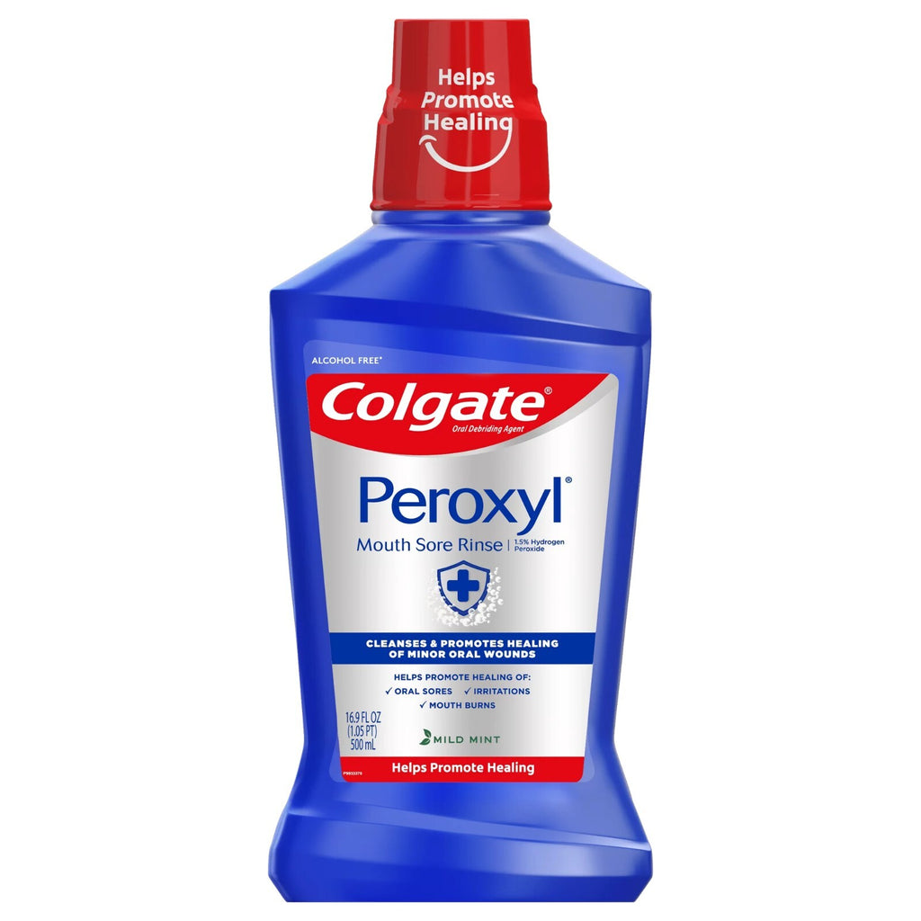 Colgate Peroxyl Mouth Sore Rinse - Alcohol-Free Hydrogen Peroxide, Mint, 16.9 oz Pack of 6