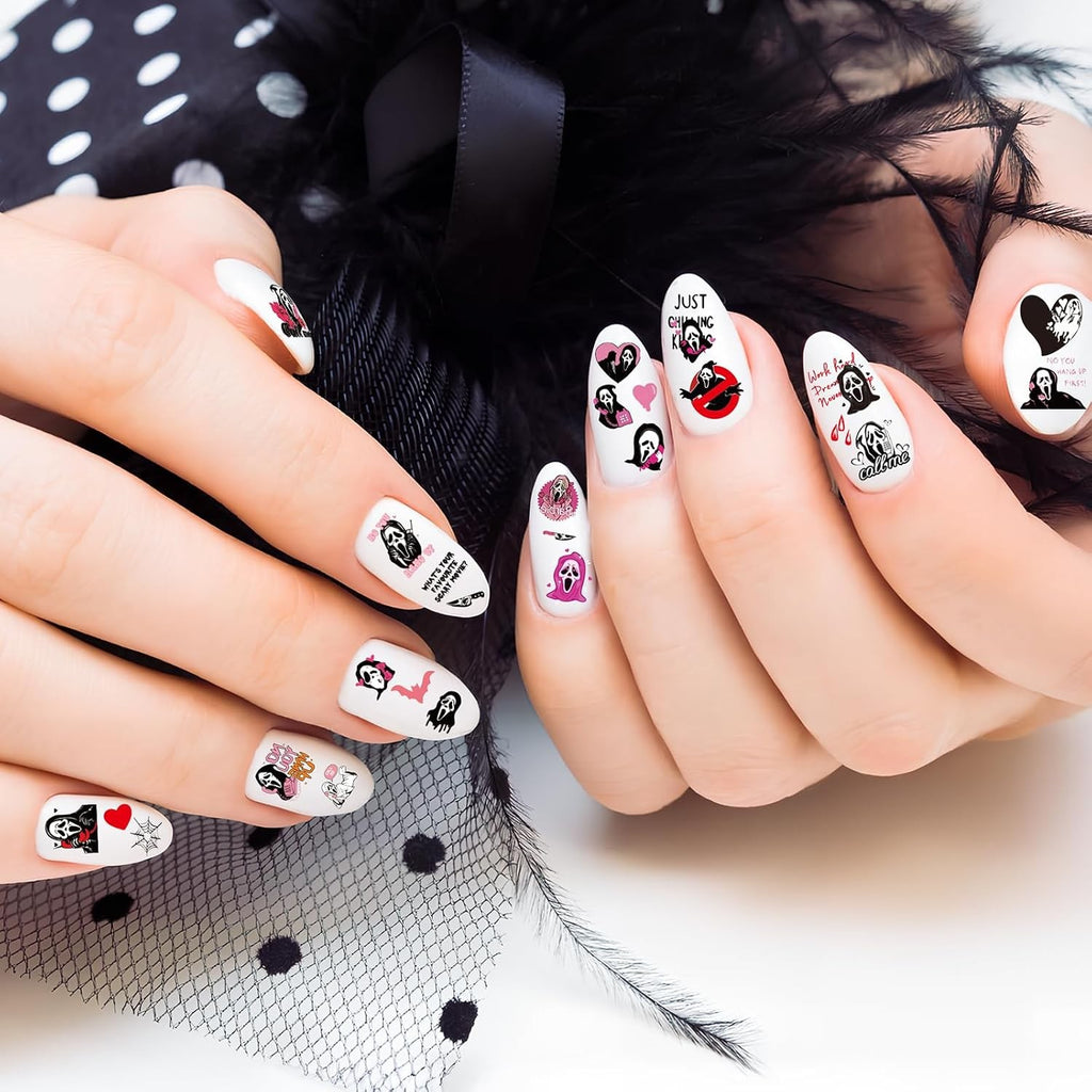 Halloween Ghost Nail Stickers - Self-Adhesive Nail Art Decals for Spooky Manicures