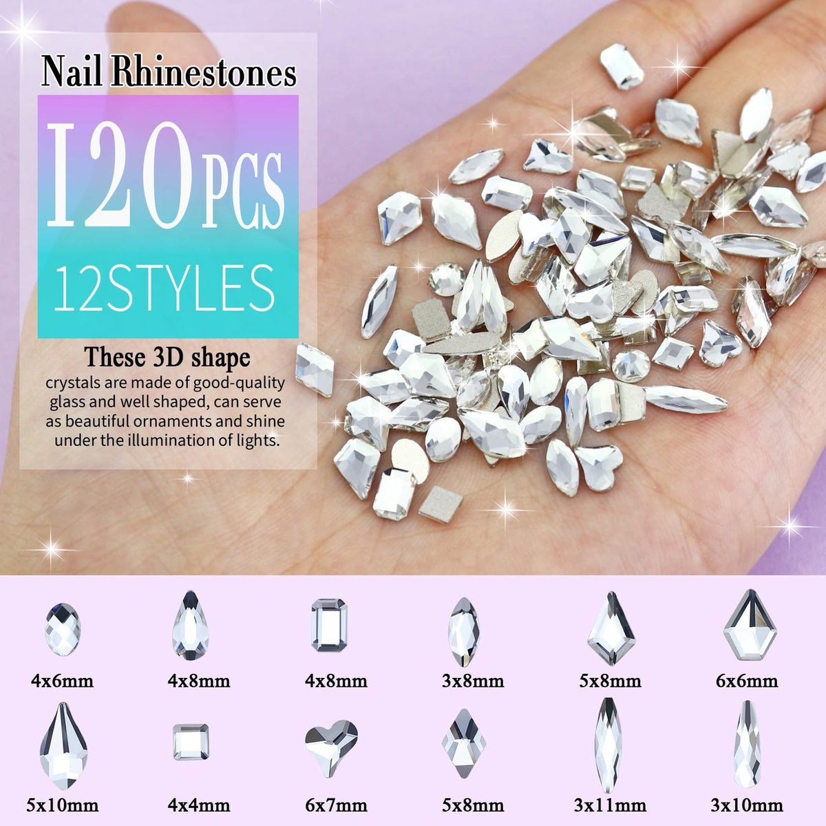 3200PCS Nail Art Rhinestones Set - Clear Flatback Gems for Nails & Crafts