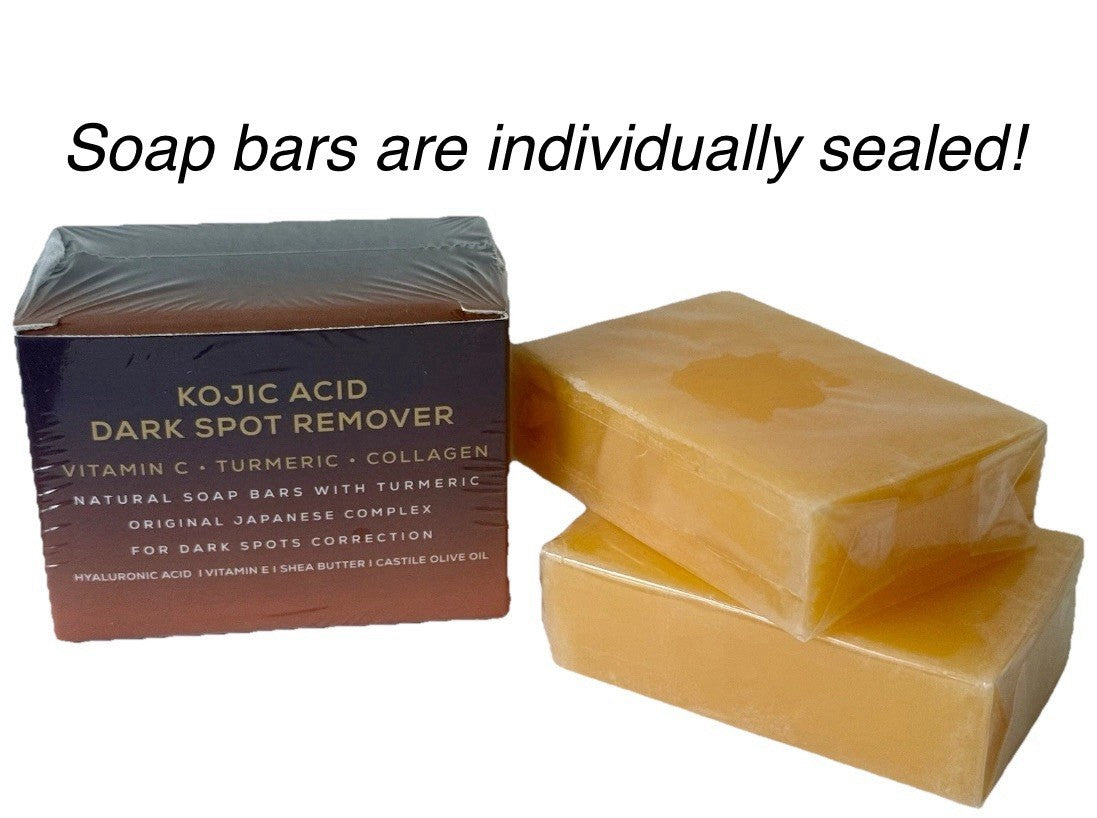 Kojic Acid Dark Spot Corrector Soap Bars with Vitamin C & Collagen - 2 Pack