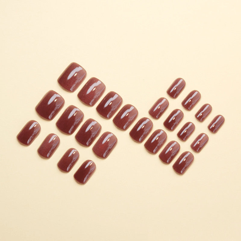 Pink Glitter Cat Eye Short Square Press-On Nails - 48 Pack, Fake Nail Set