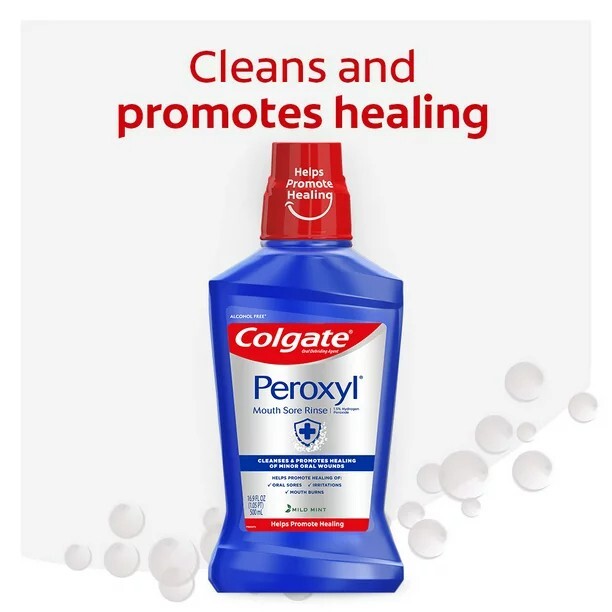 Colgate Peroxyl Mouth Sore Rinse - Alcohol-Free Hydrogen Peroxide, Mint, 16.9 oz Pack of 6