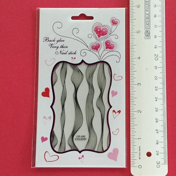 Gold Silver Black White Wave Wavy Lines Nail Sticker Sheets - 3D Art Decor
