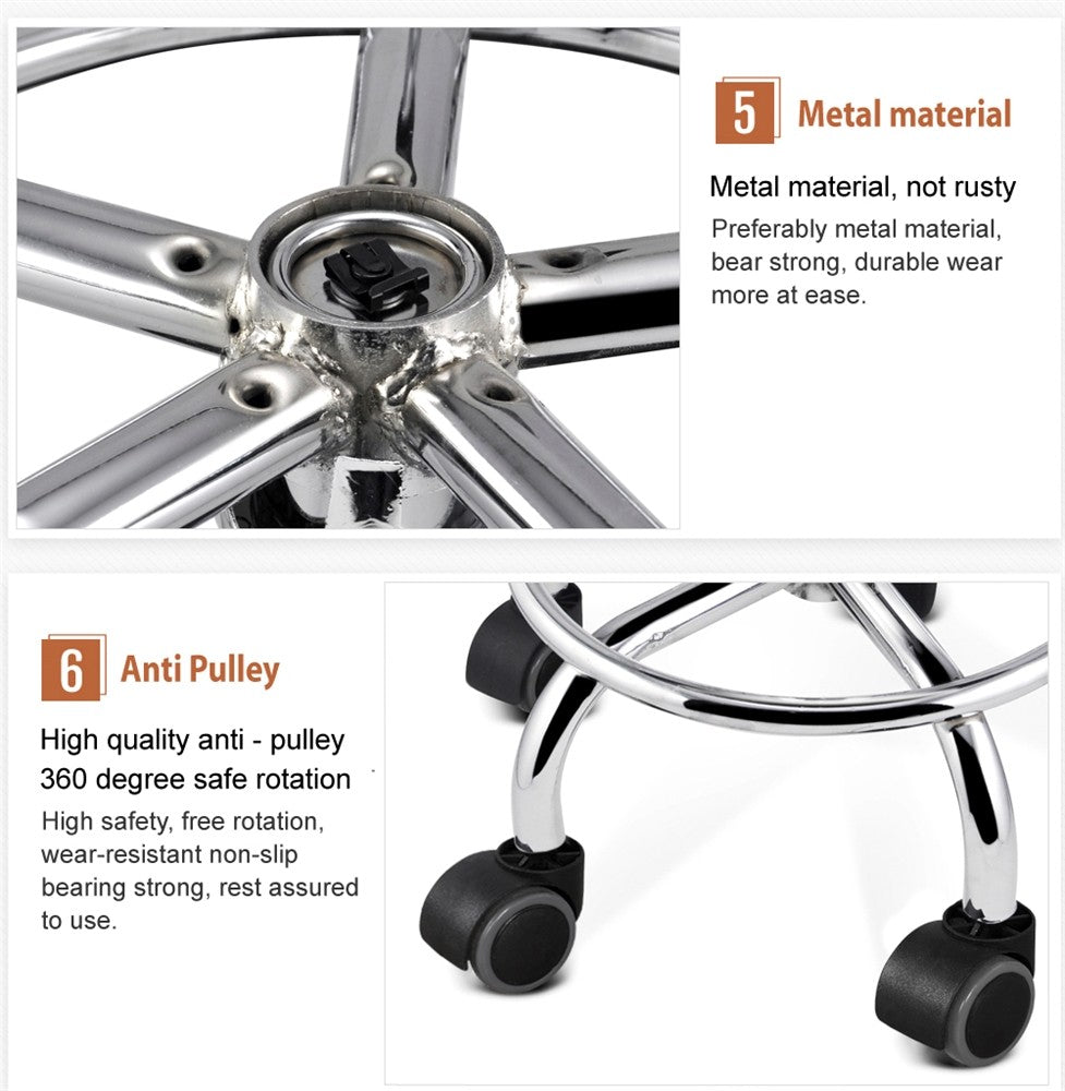 Adjustable Salon Spa Stool with Swivel Castors and Footrest