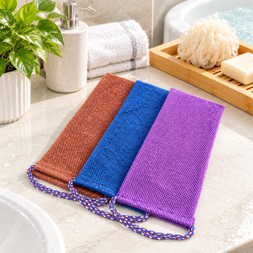 African Exfoliating Shower Net - 3 Pack Back Scrubber Towels for Deep Skin Cleansing
