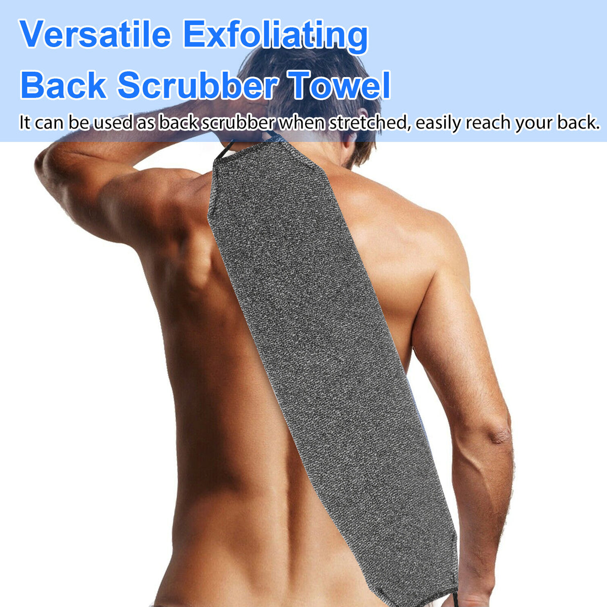 Exfoliating Back Scrubber Towel - Stretchable Body Wash Cloth for Shower & Bath