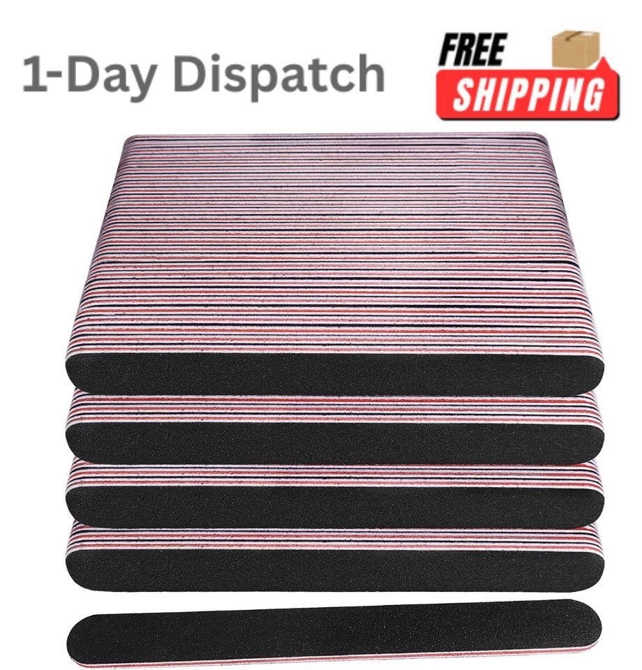 Professional Bulk Nail Files Set 100 Pack Double-Sided 100/180 Grit