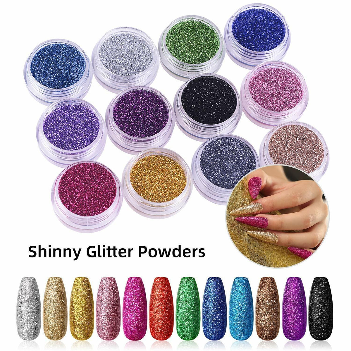 Beginner Acrylic Nail Kit with UV Gel & Glitter Powder for DIY Manicure