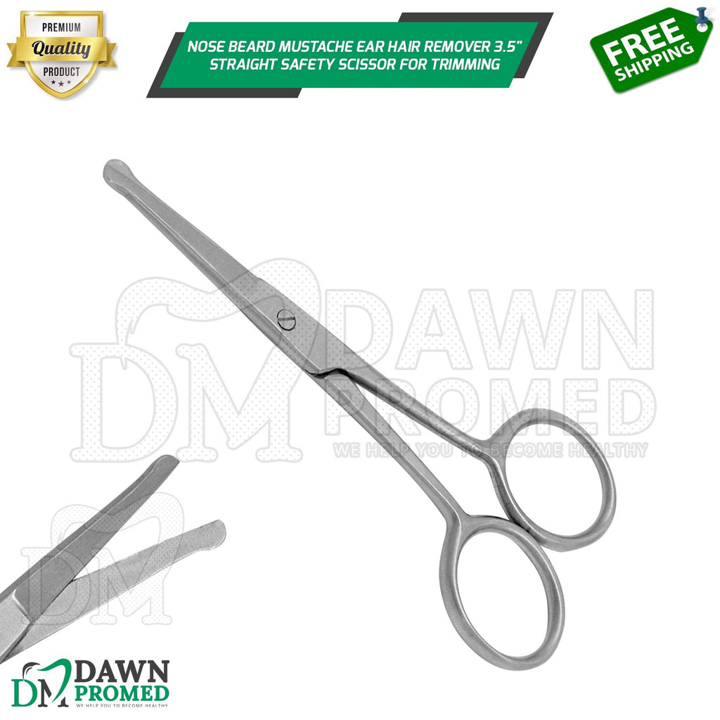 Nose Ear & Mustache Hair Remover Scissors 3.5-inch Stainless Steel Grooming Tool