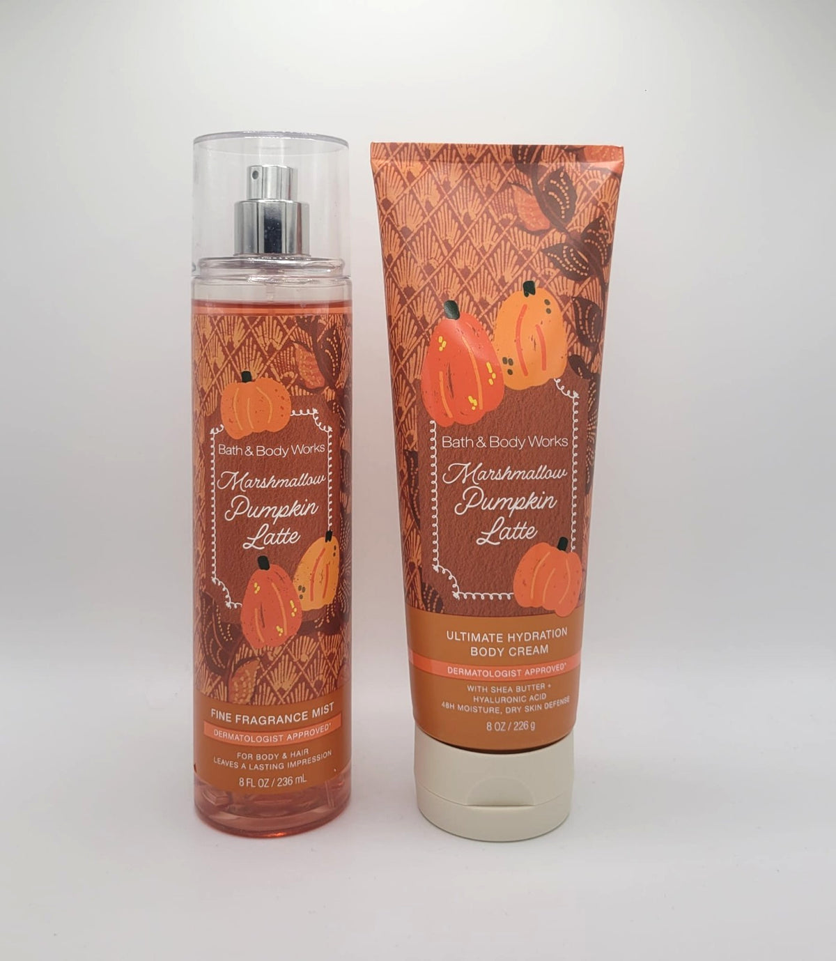 Bath & Body Works Marshmallow Pumpkin Latte Fragrance Body Mist & Body Cream Set