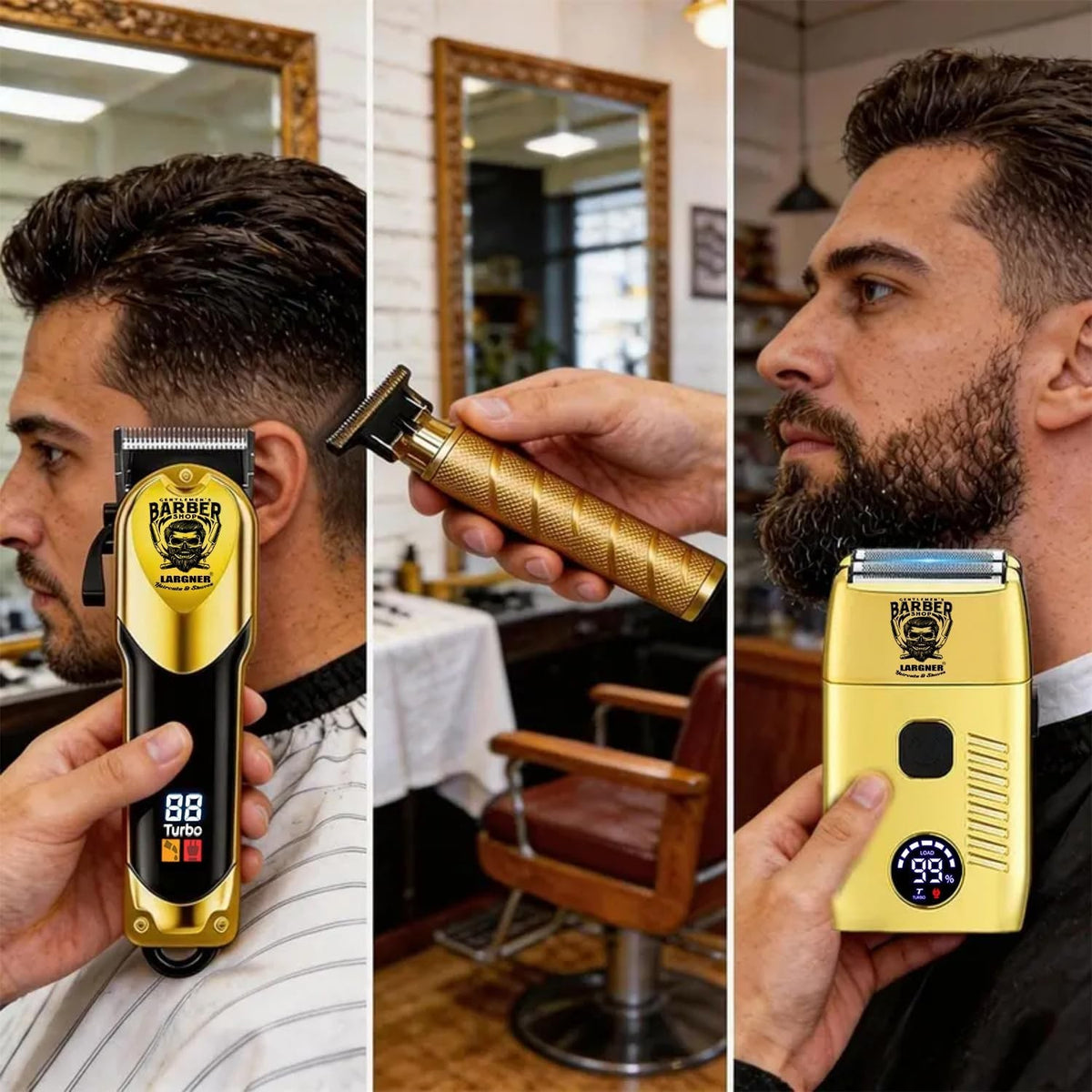 Cordless Professional Hair Clippers & Trimmer Set for Men - Waterproof, Low Noise, Multiple Lengths