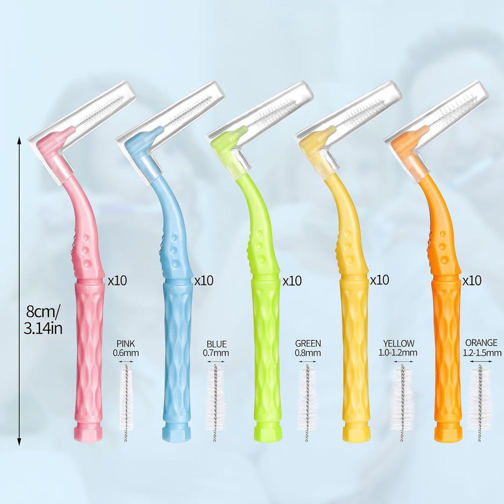 Dental Interdental Brush Set with 5 Sizes Non-Slip Handles for Effective Cleaning