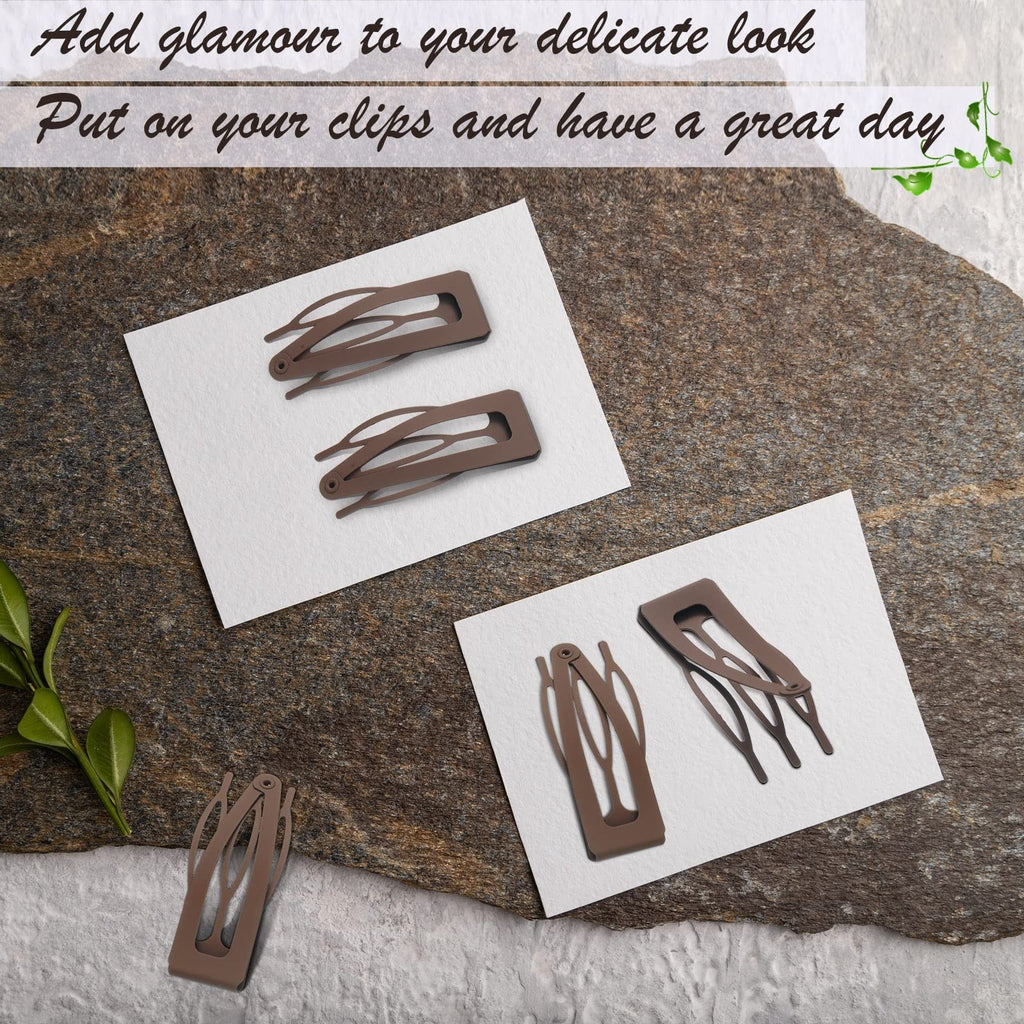 24 Pack Double Grip Metal Hair Clips - Dark Brown, 2 Inch