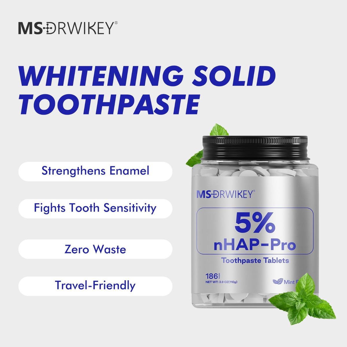 Hydroxyapatite Toothpaste for Enamel Strengthening and Sensitivity Relief - 186 Tablets