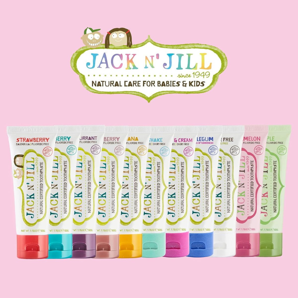 Kids Natural Toothpaste with Strawberry & Blueberry Flavors - Fluoride-Free 1.76 Oz Pack of 2