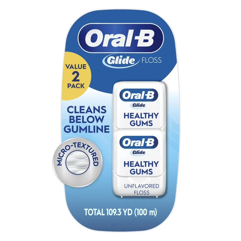 Dental Floss Micro-Textured Unflavored 50m Rolls - 2 Pack for Healthy Gums