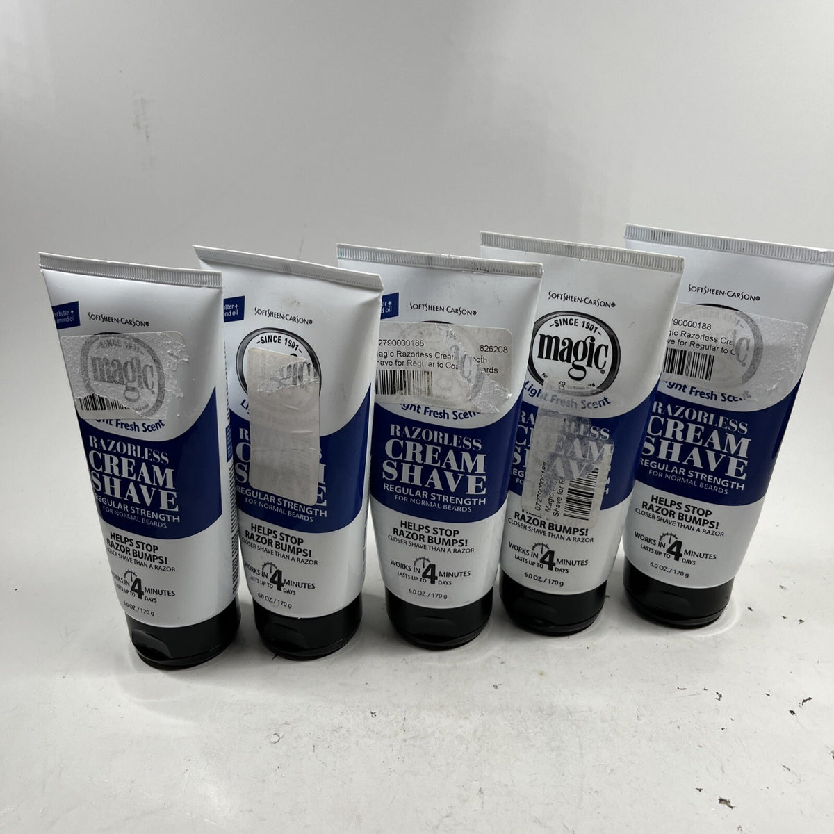 Magic Razorless Cream Shave for Men - 5 Pack, 6oz Each, Hair Removal