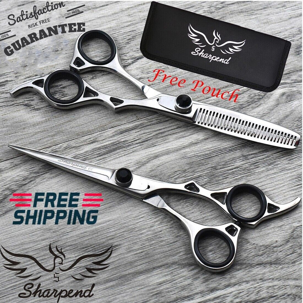 Professional Hairdressing Thinning & Cutting Scissors Set with Razor and Leather Pouch