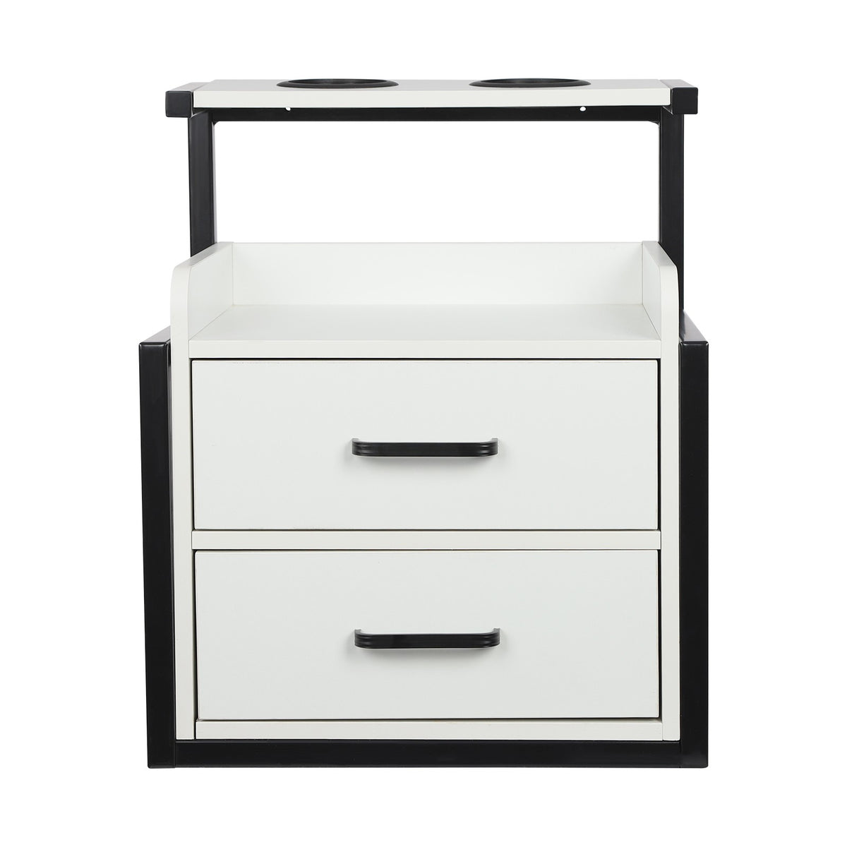 2-Drawer Wall-Mounted Salon Storage Cabinet 40x30x48cm Black & White