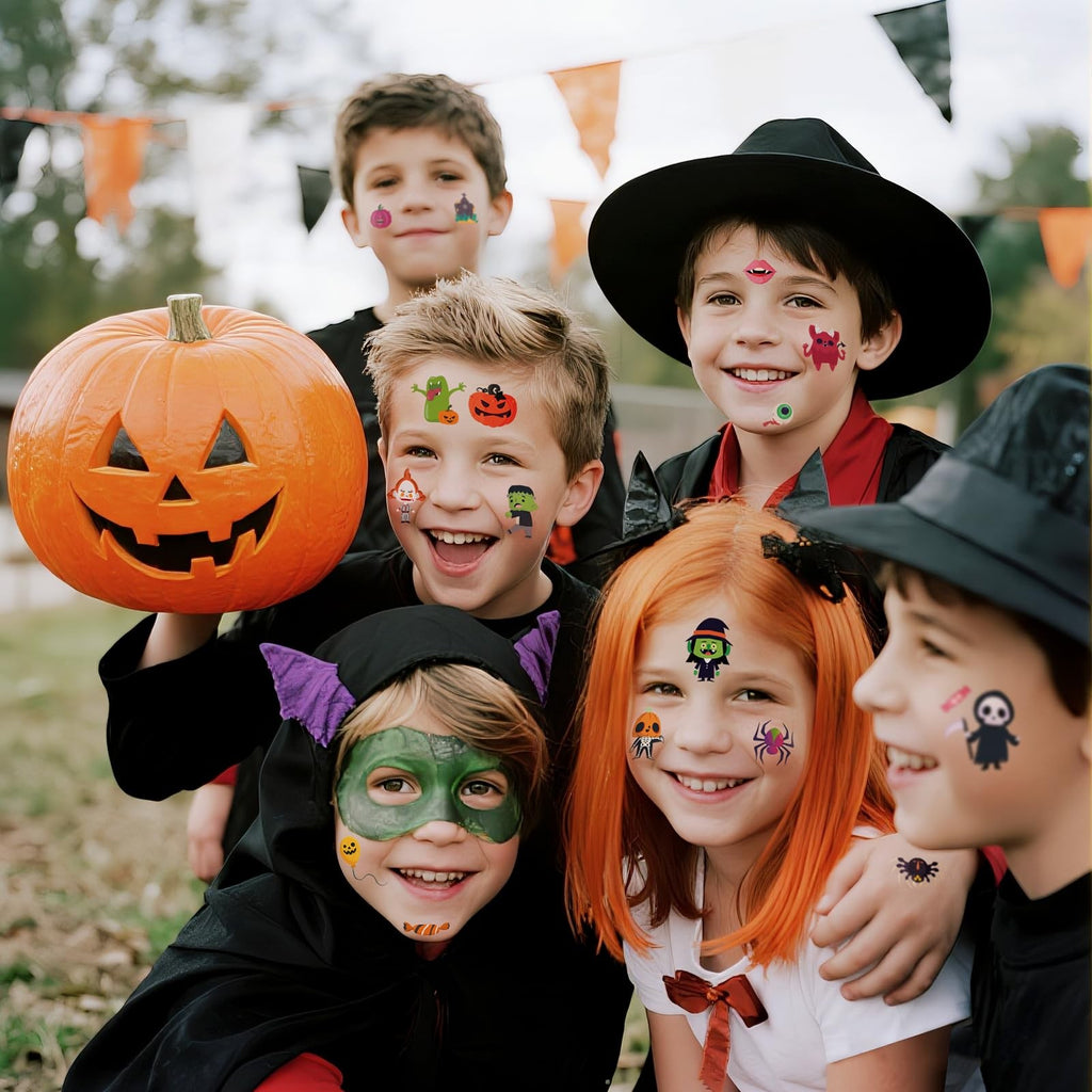 Halloween Temporary Tattoos for Kids - 260+ Designs on 20 Sheets (Pack of 1), Colorful