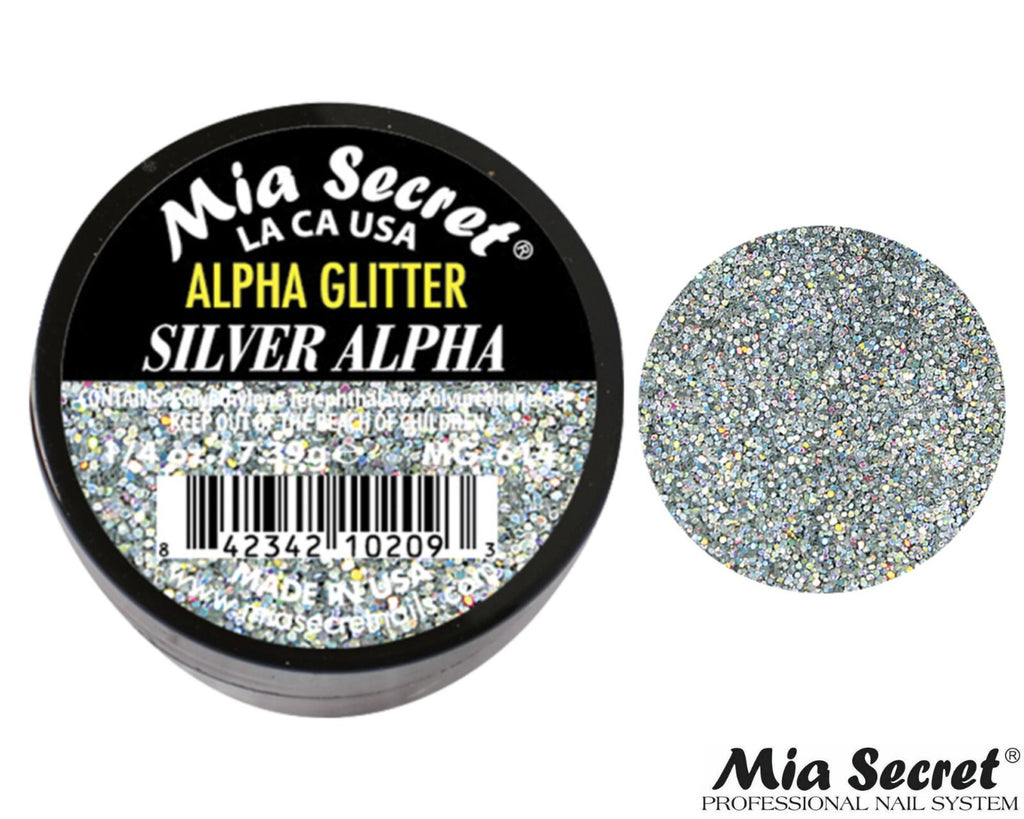 Nail Art Glitter Powder Silver Alpha 1/4oz for Acrylic & Salon Nails