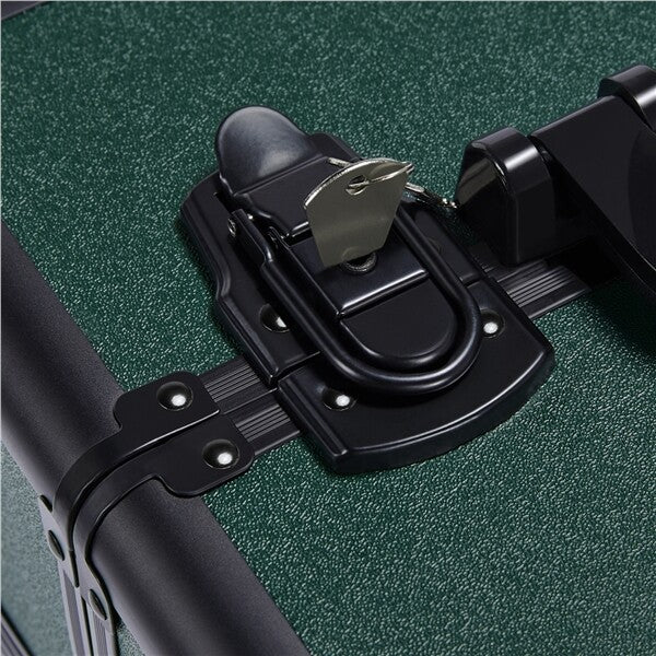 Aluminum 4-in-1 Professional Trolley Makeup Train Case Dark Green