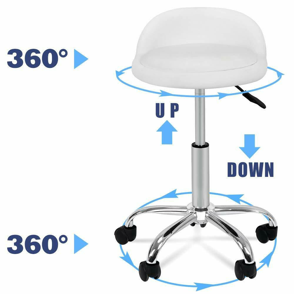 Swivel Facial Massage Stool with Wheels & Adjustable Height – Salon & Spa Chair