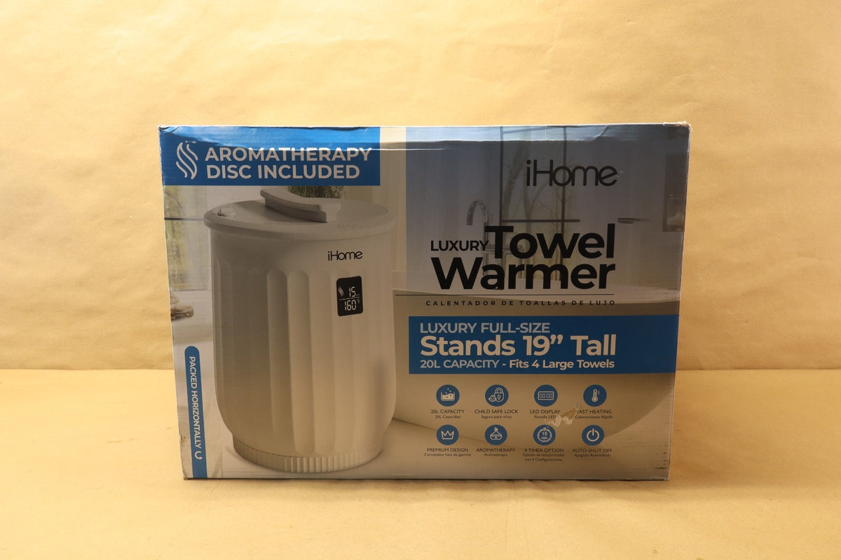 Luxury Towel Warmer Bucket with LED Timer and Fragrance Holder - 20L White