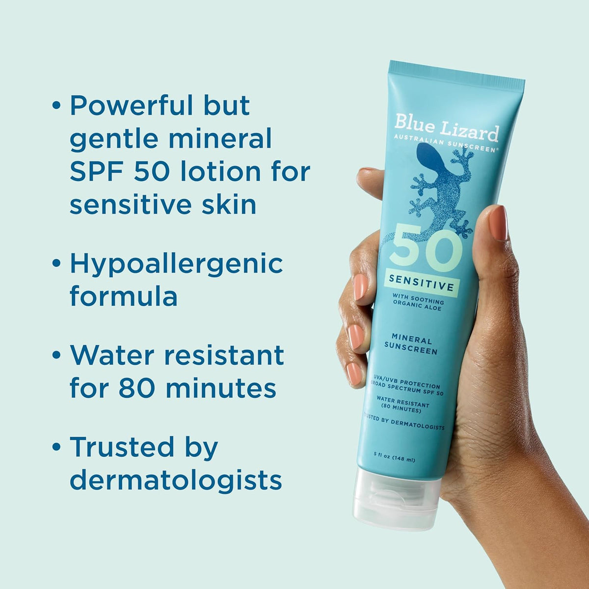Mineral Sunscreen Lotion SPF 50 for Sensitive Skin - Broad Spectrum UVA UVB Protection 5 fl oz