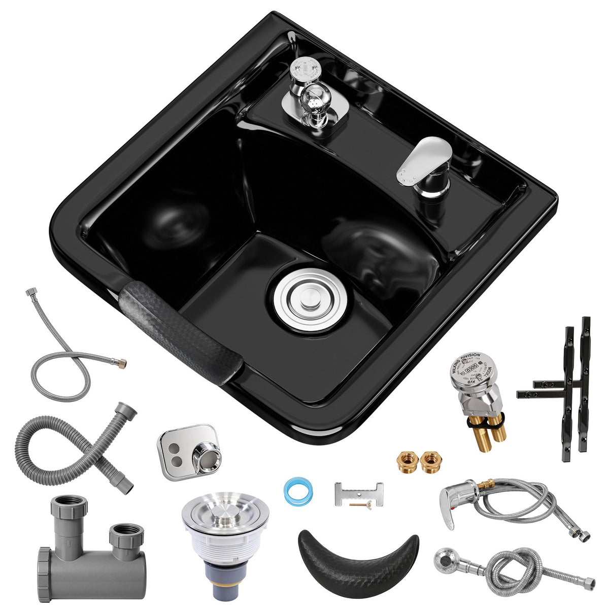 Wall Mount Shampoo Bowl Kit with Faucet & Neck Rest for Hair Salons