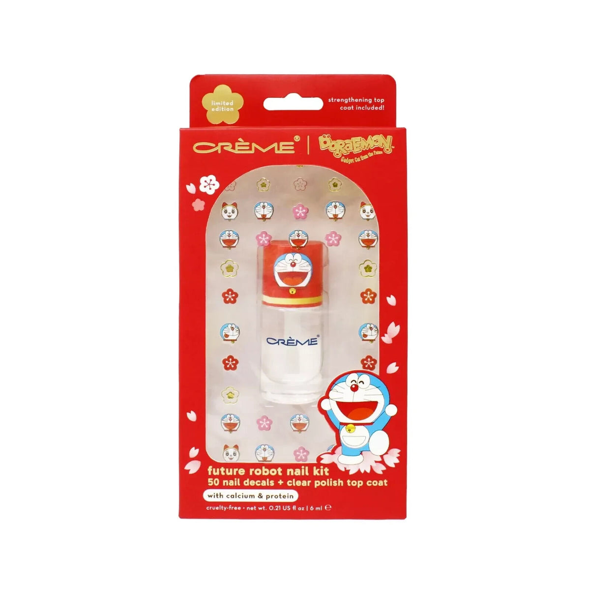 Doraemon Nail Decals & Clear Top Coat Kit for Cute Manicures
